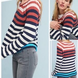 3/$30! Anthro Moth Striped Knit Pullover Sweater Small